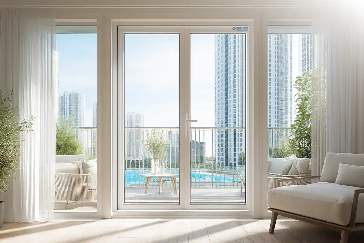 Modern Living Room with White uPVC Doors