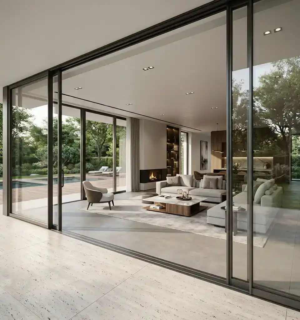 Premium lift and slide aluminium doors installed in a luxury home for large openings