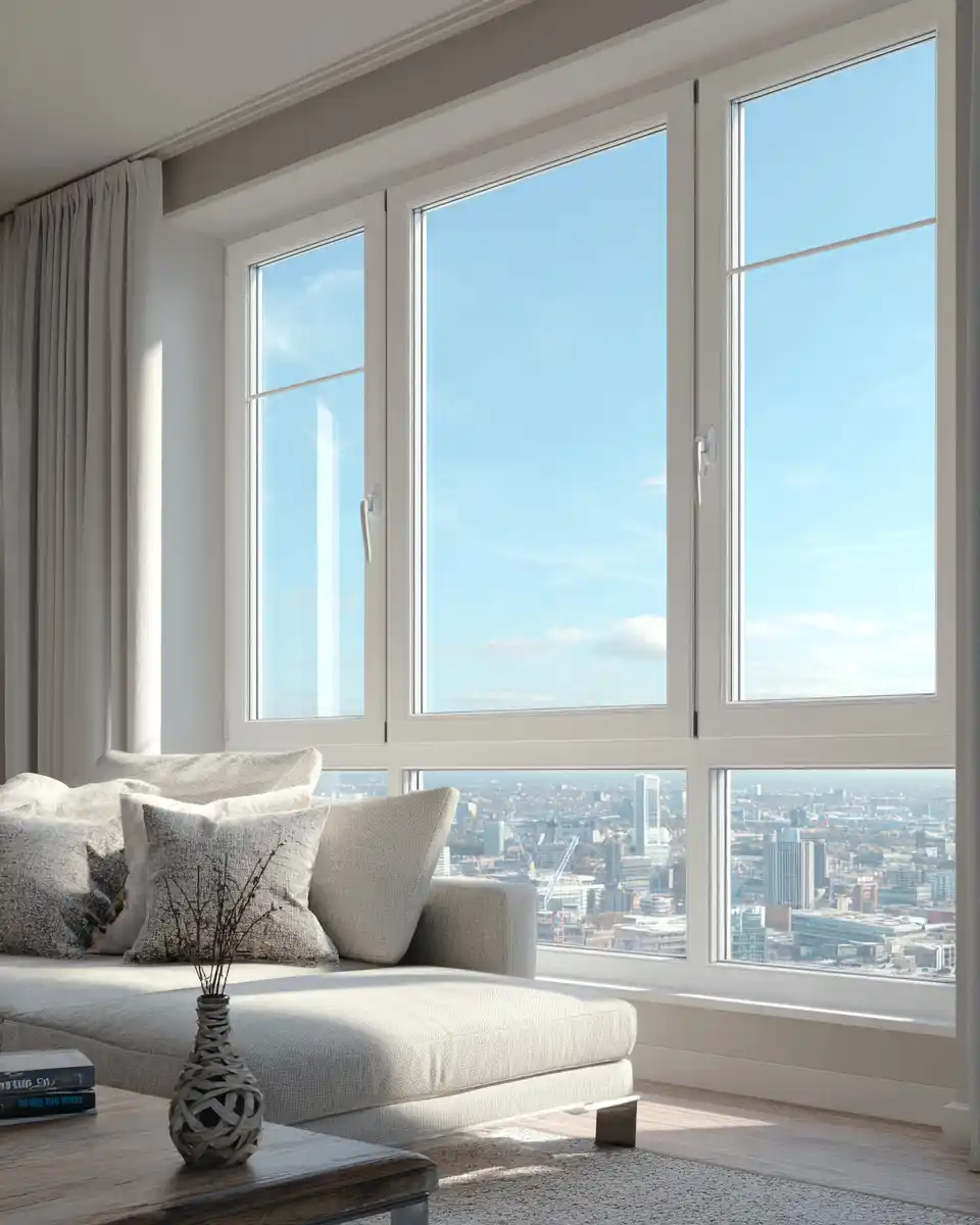 Dual sash TwinSash uPVC windows with contemporary design in an apartment complex